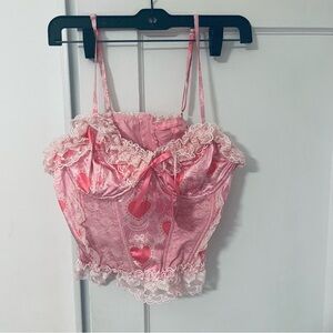 NWT - Sugar Thrillz Pink LOTS OF LOVE BUSTIER AND GLOVES SET - XL